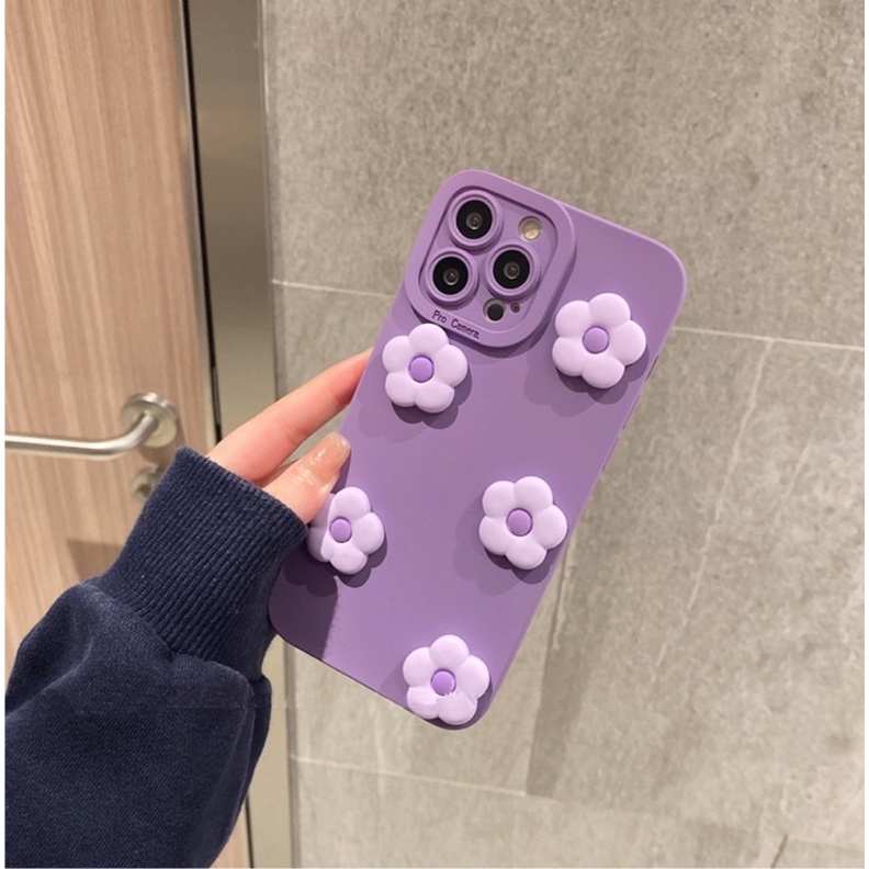 Ốp lưng ip pro camera màu tím hoạ tiết 1 hoa - 5 hoa màu tím dành cho ip
