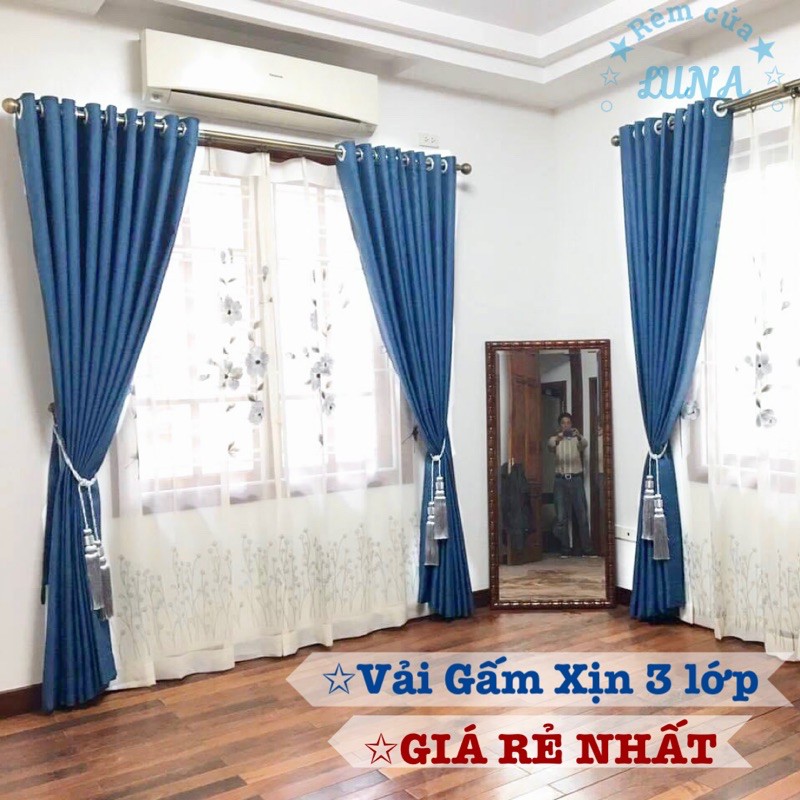 [Mã LIFE20KALL giảm 10% đơn 50K] Rèm Gấm dệt 3 lớp Cao Cấp Rèm cửa size VỪA Chống nắng 95% (trang trí nhà cửa)