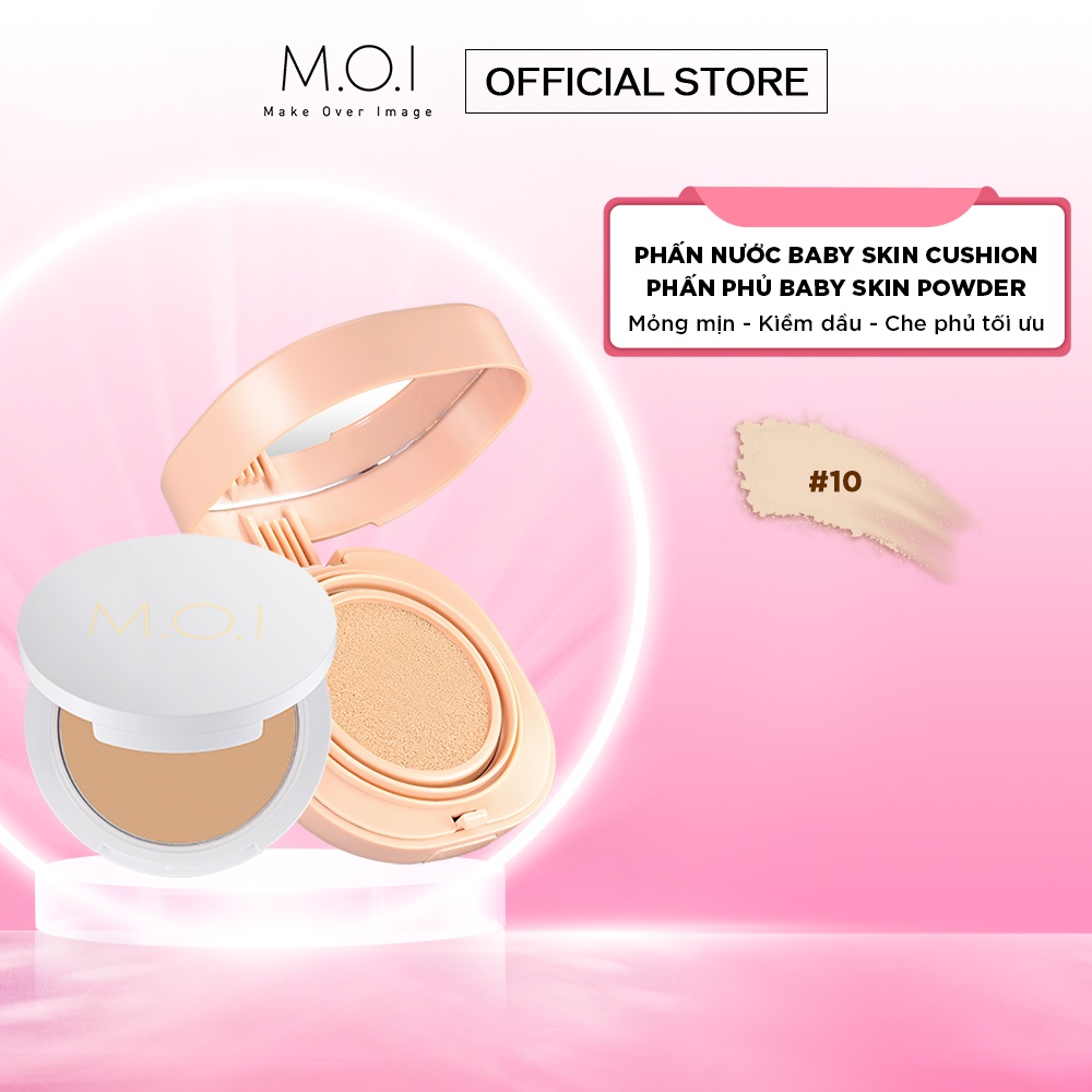 Bộ đôi Phấn nước Baby Skin Cushion và Phấn phủ MOI