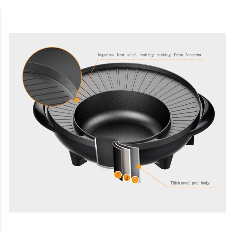 Bếp điện đa năng bếp nướng lẩu 2 in1 Xiaomi Liren Shabu-Roasting All-In-One Sun And Moon Health Pot SK-J3201