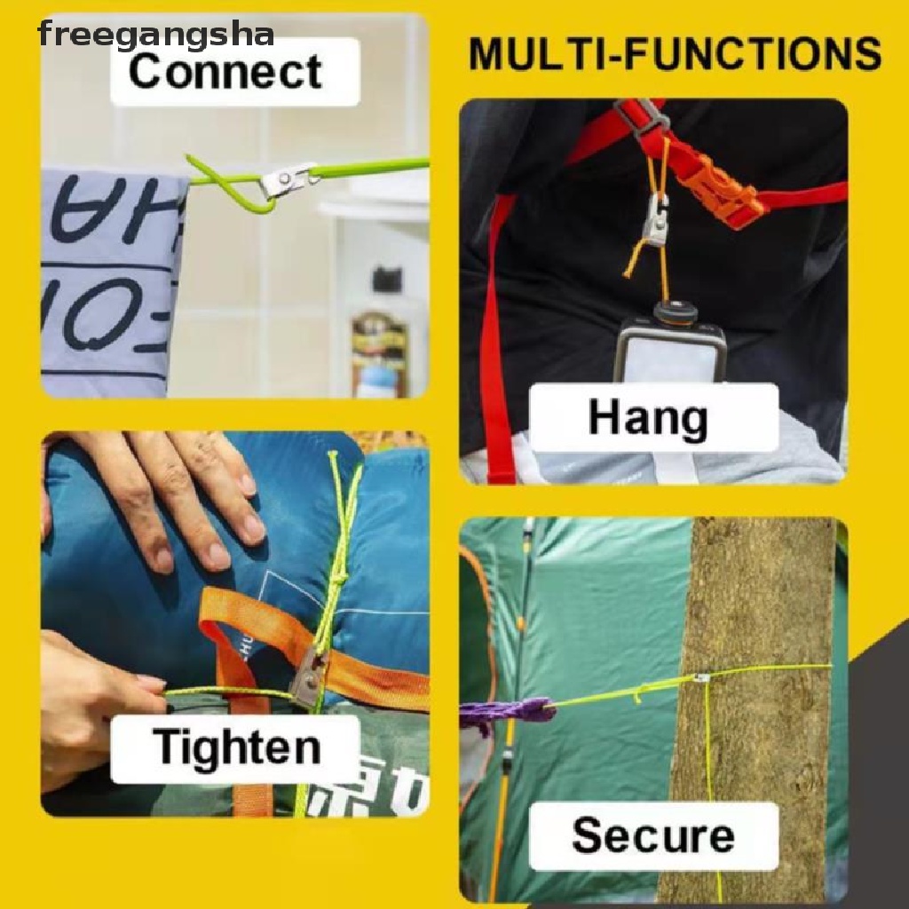 [FREG] Automatic Lock Hook Self-locking Free Knot Easy Tighten Rope Kit For Camping FDH