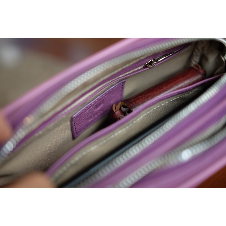 ELEGANT Crossbody Bag - Túi đeo chéo da thật nguyên tấm lớp 1 - IW08-91.MINK