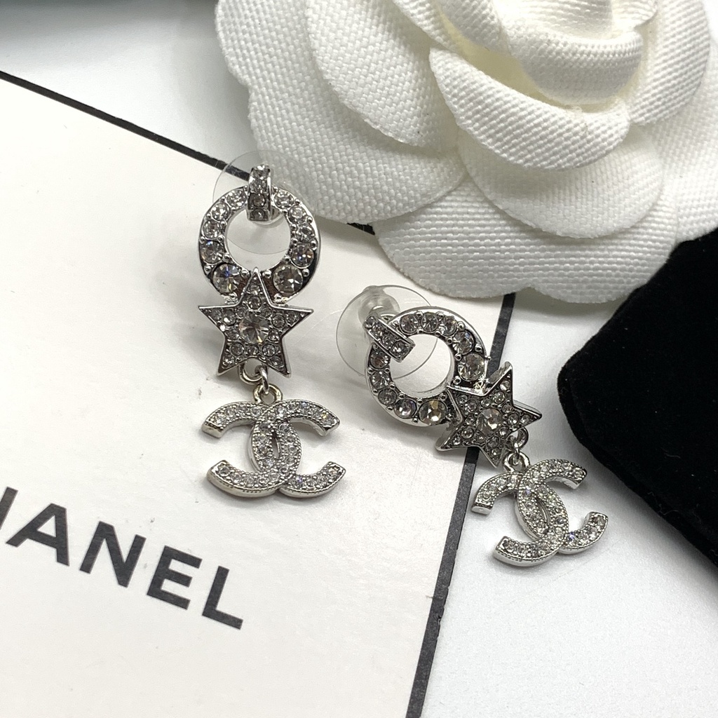 Bông Tai Đinh Tán Hình Ngôi Sao CH 2021 Với Đá Bạc Cho Nữ