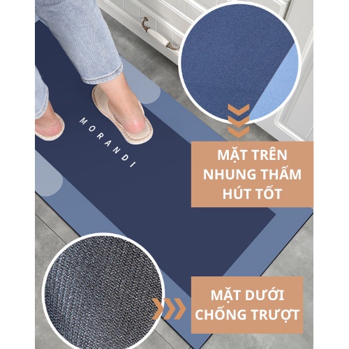 Bộ 2 Thảm lau chân nhà bếp , thảm chùi chân 3D chống trơn trượt siêu thấm  LADONA TL3