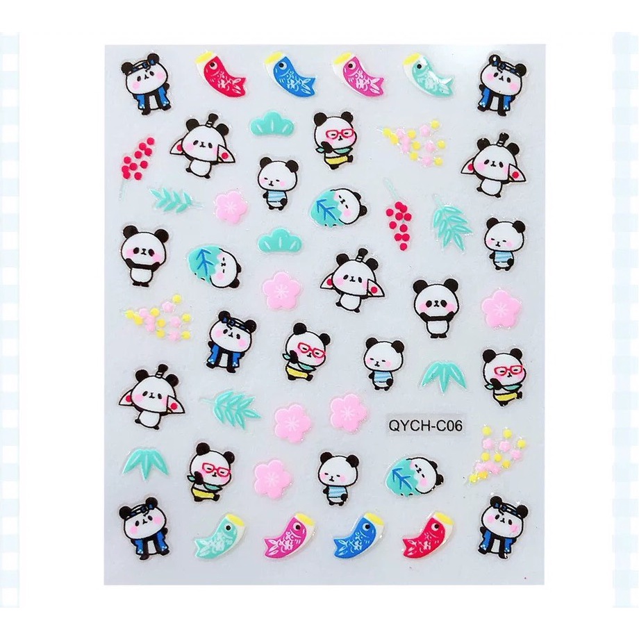 Z0683  Sticker dán móng 3D hoạt hình nhiều mẫu cho bé