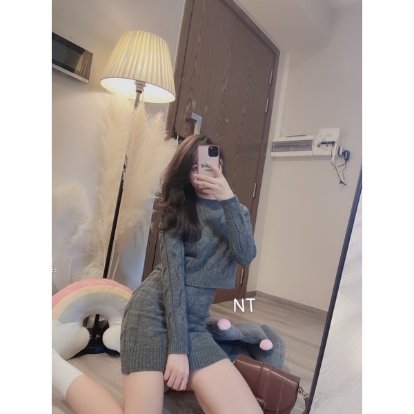 Set len croptop chân váy siêu xinh