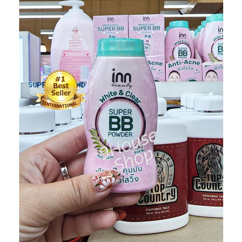 01 Chai Phấn Phủ Che Khuyết Điểm Giảm Mụn INN Beauty White &amp; Clear Super BB Powder 30gram Thái Lan