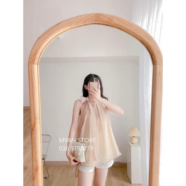 Áo yếm lụa cổ nơ dáng A điệu đà xinh xắn