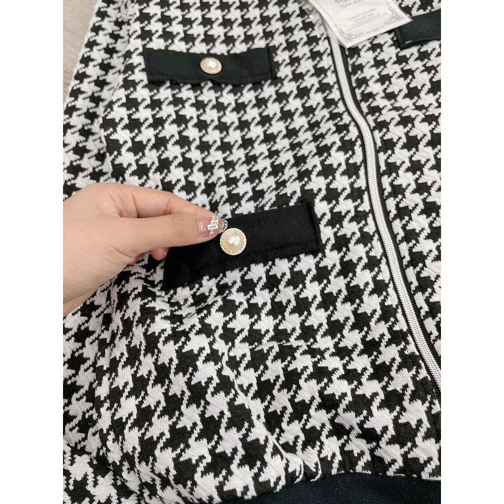 Bộ dạ ziczac hot hàng nhập shop Form đẹp, phối cúc ngọc bao sịn FreeSize dưới 58kg