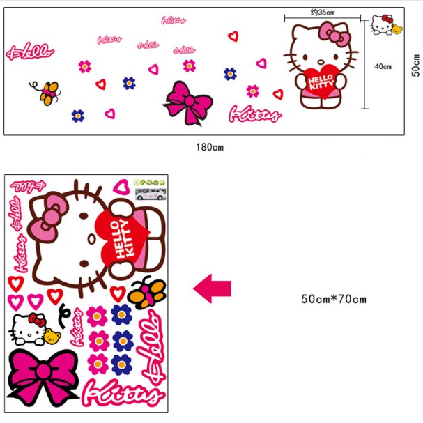 Decal trang trí tường - Hello Kitty đơn giản mẫu 02