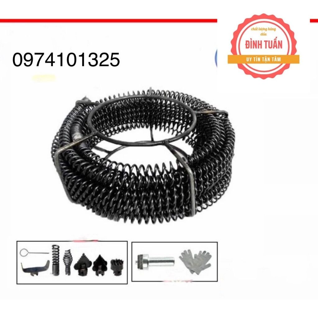 Dây thông tắc cống, bồn cầu, bồn rửa dùng cho máy khoan loại 15m