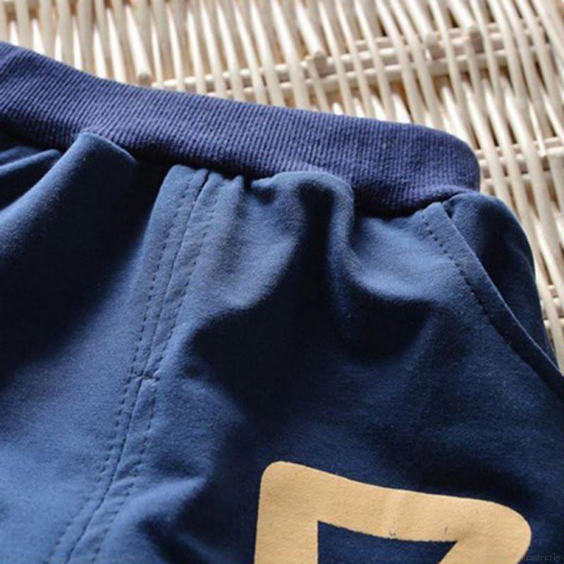 Set áo cổ tròn tay dài họa tiết hình số 7 + quần dài bo gấu dễ thương cho bé