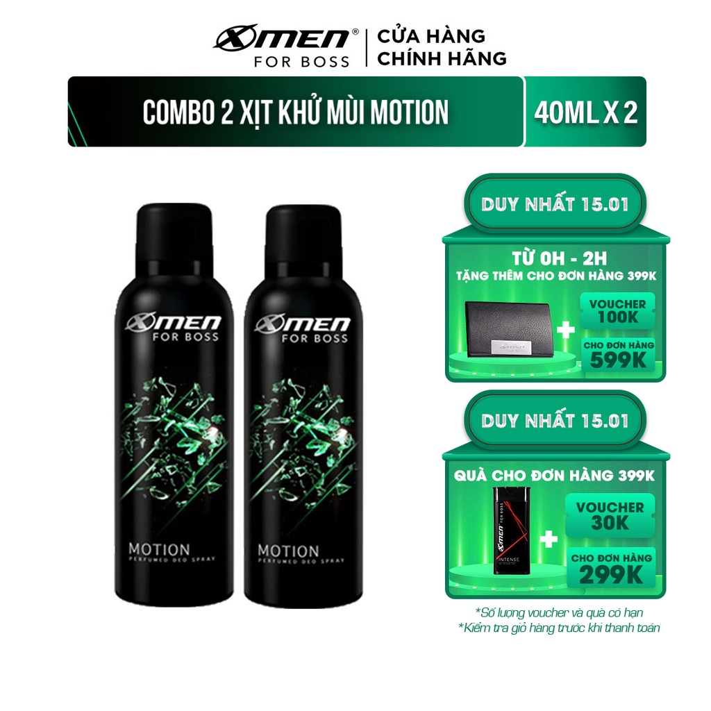 [Mã COSMEN giảm 8% đơn 250K] Combo 2 Xịt khử mùi X-Men for Boss Motion 150ml