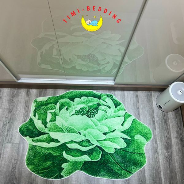 Thảm lau chân 3d hình bông hoa – Thảm lông cừu decor chống trượt, thấm nước kích thước 80x120cm – Timibedding SHOP MH2T