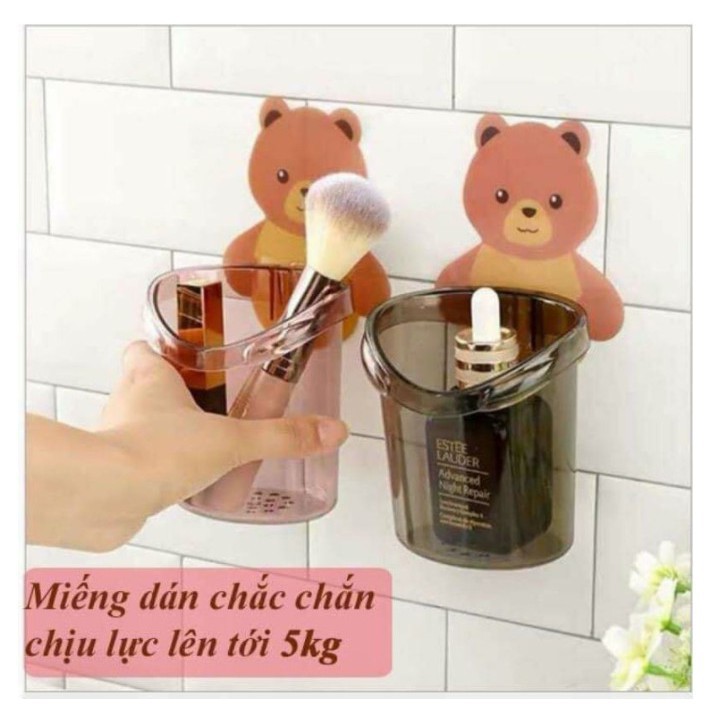 Cốc đựng bàn chải hình gấu dán tường tiện lợi xinh xắn