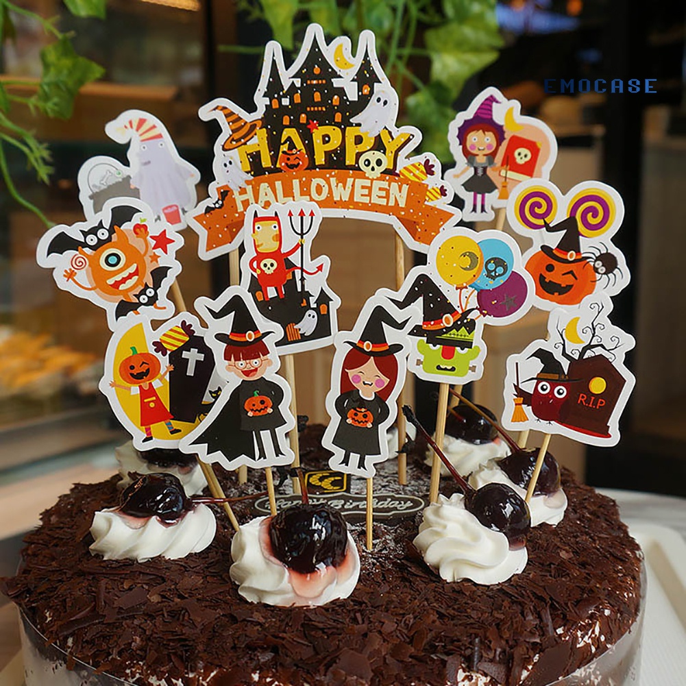 Set 11 Que Cắm Trang Trí Bánh Phong Cách Halloween Độc Đáo
