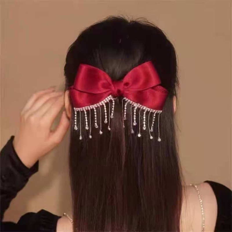 Kẹp Tóc Hình Nơ Đính Đá Đơn Giản Thời Trang Hàn Quốc