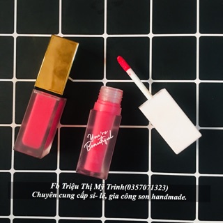 (CHẤT SON MATTE CAO CẤP )Kem mẫu vuông nhung nắp trắng in chữ(ảnh thật+ chọn màu)