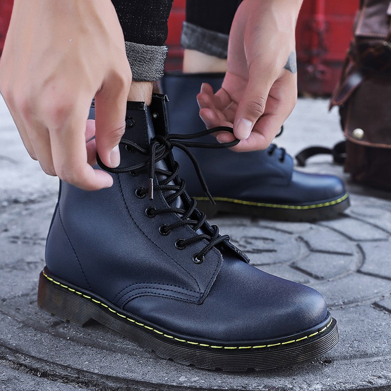 Giày bốt kiểu cao bồi Dr. Martens1460 màu trắng thời trang phong cách retro dành cho nam và nữ