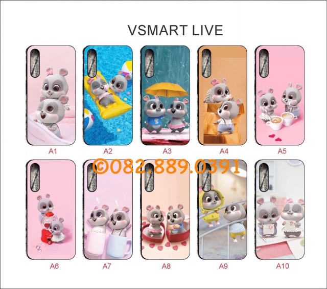 Ốp Lưng Vsmart Live / Bee 3 / Joy 3 đen in hình chuột kute