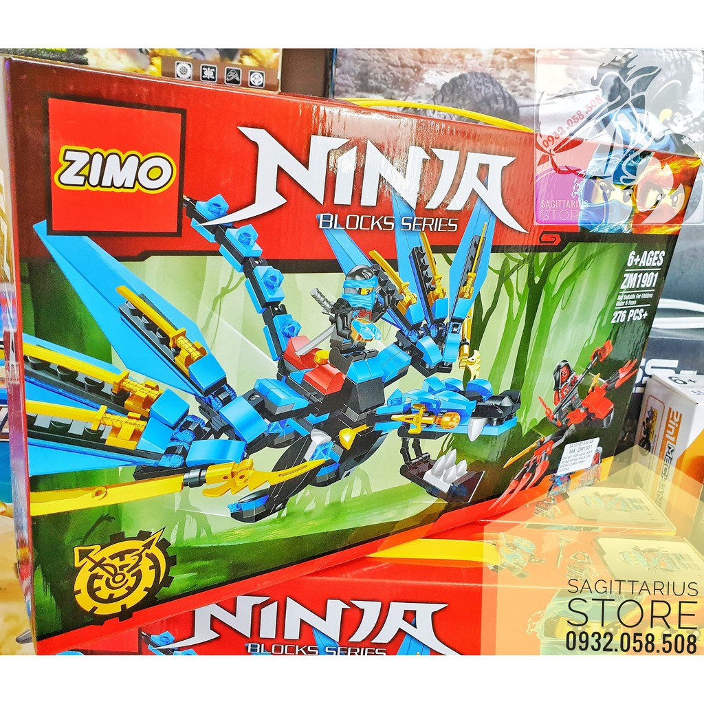 LEGO ZIMO lắp ráp ROBOT RỒNG NINJA ( Xanh Dương )