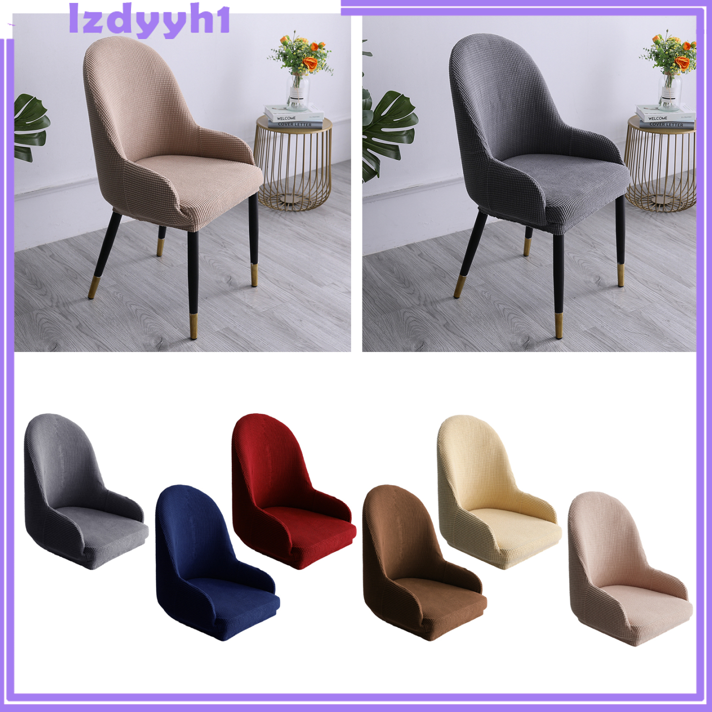 JoyDIY 1pc Wing Back Dining Chair Cover Reusable Protector Seat Covers for Decor gray