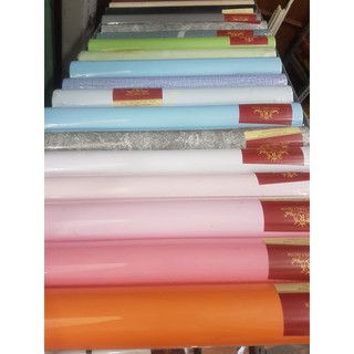 (tặng dụng cụ dán) cuộn 10m giấy dán tường đơn sắc