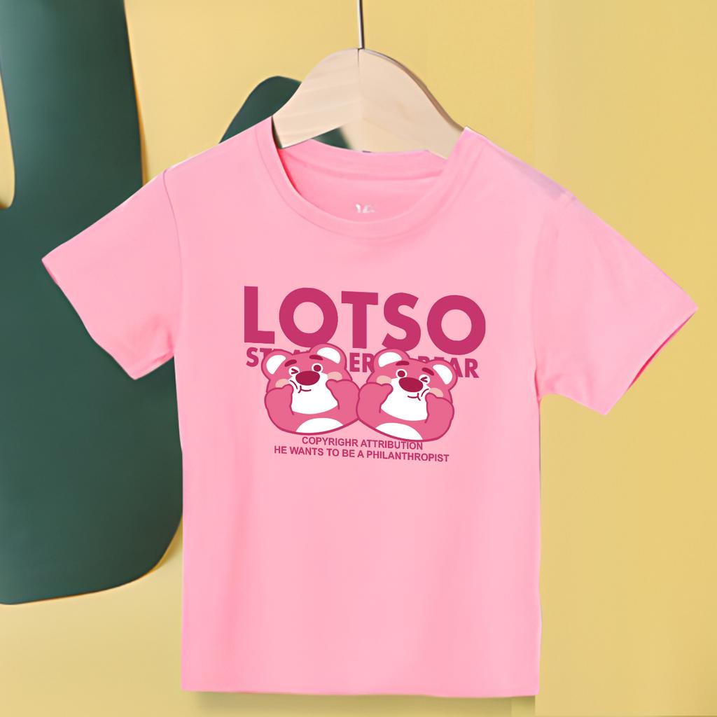 Áo Thun Gia Đình Màu Hồng In Hình Gấu Dâu Lotso Bear Đủ Size Cho Bé từ 10-85kg