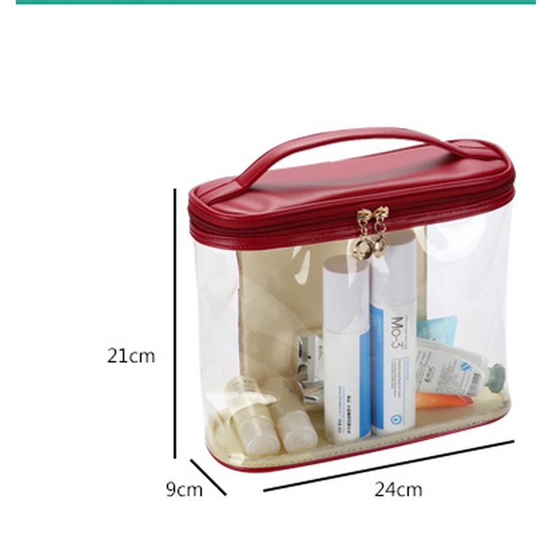 Túi Đựng Mỹ Phẩm Xách Tay Bằng Nhựa PVC Trong Suốt Cỡ Lớn