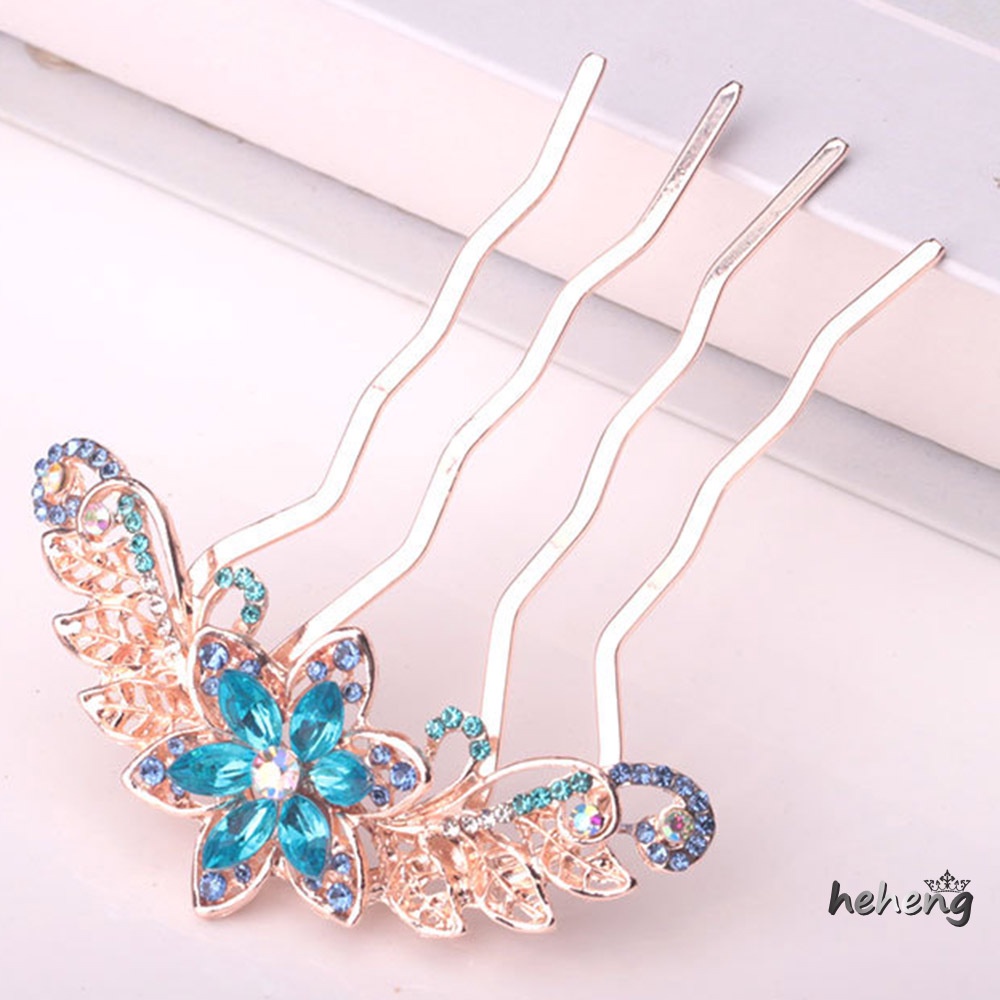 Lược Cài Tóc Hình Hoa Đính Đá 9.50 * 7.50 * 1.00cm