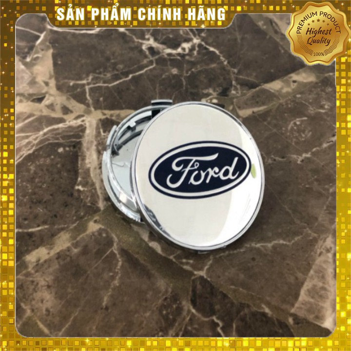 Logo chụp mâm bánh xe ô tô, xe hơi Ford FORD - 60MM: Mầu Bạc và Xanh Tím Than AD