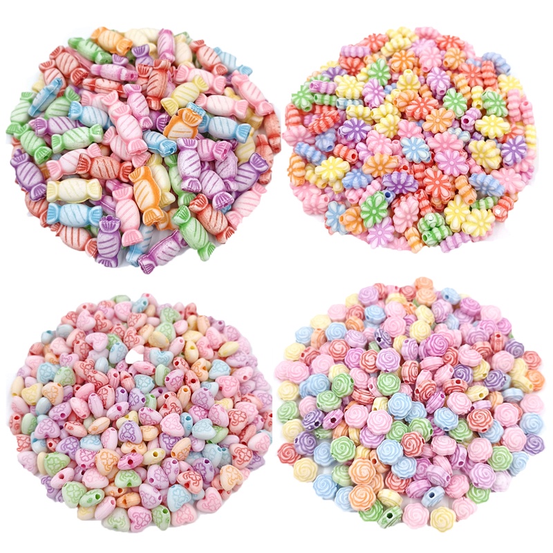 Set 20/40/80 Hạt Nhựa Acrylic Làm Trang Sức Thủ Công Đa Dụng