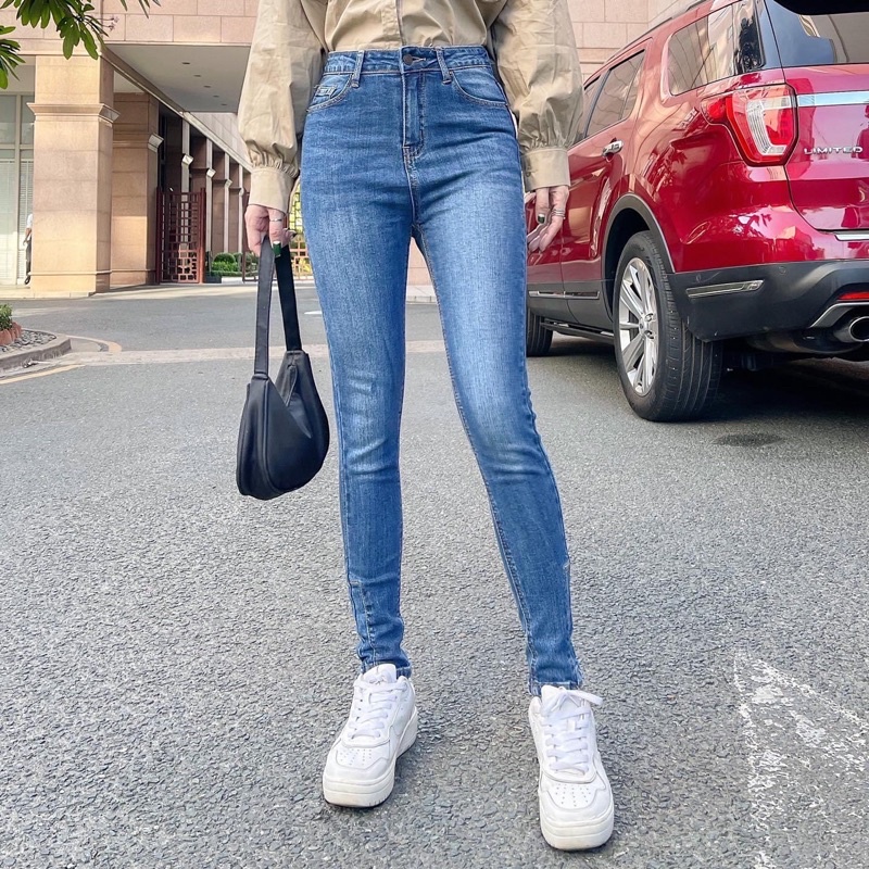 Quần Jean Nữ Skinny Kancan trơn lưng cao chất co giãn thoải mái dáng dài 98cm