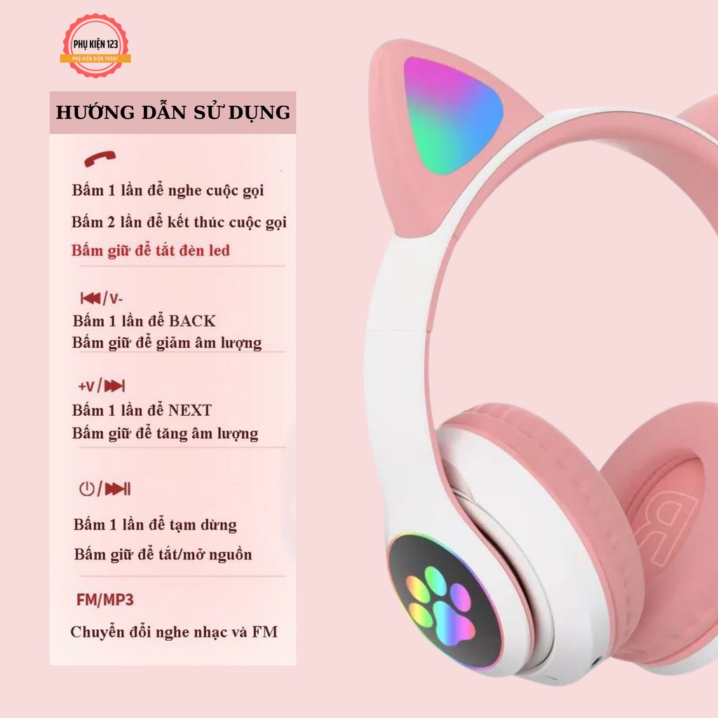 Tai nghe chụp tai không dây bluetooth STN28 màu sắc cute,âm thanh ấm bass mạnh- Phụ Kiện 123