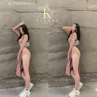 Đầm Body Cổ Cao Xẻ Tà
