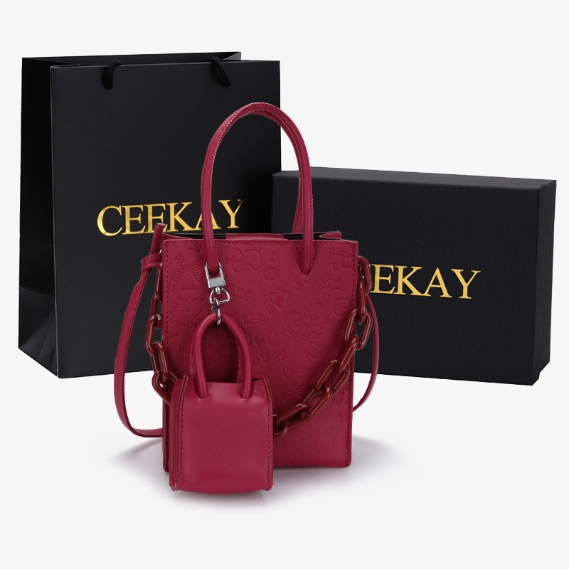 🌸Hàng Order🌸 Túi Xách Nữ CEEKAY Da Trơn Đồ Họa Kèm Túi Nhỏ Mới Lạ Quai Da Quai Xích Sang Chảnh Nữ Tính 🌸Hàng Quảng Châu