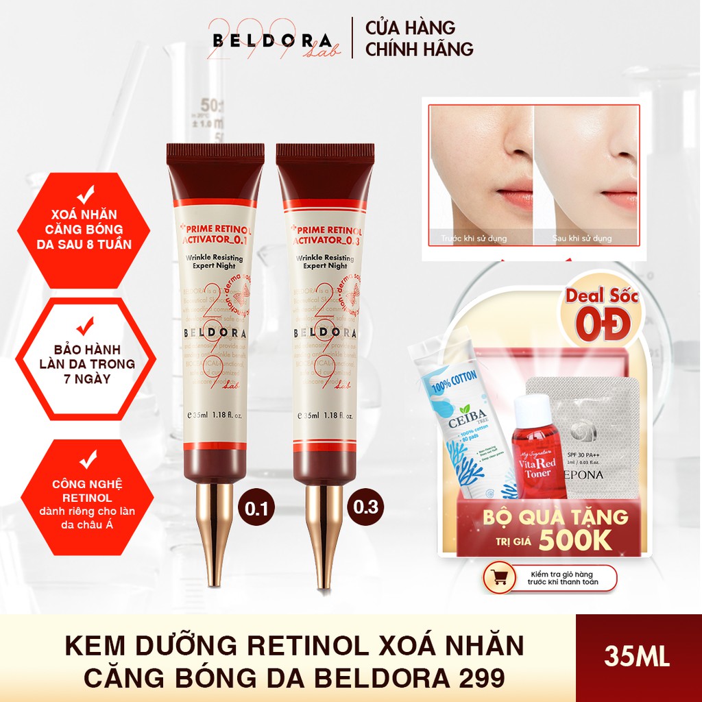 Kem Dưỡng Retinol Chống Lão Hóa, Ngăn Ngừa Nếp Nhăn Beldora 299 Prime Retinol Activator 35ml