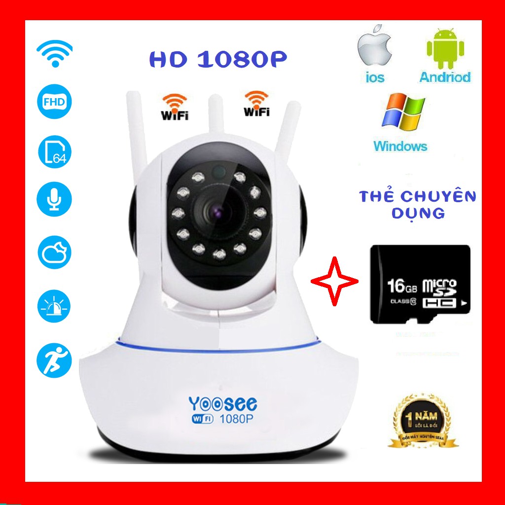 CAMERA WIFI YOOSEE 3 RÂU 360 QUAN SÁT TỐT NGÀY ĐÊM - KÈM THẺ NHỚ CHUYÊN DỤNG