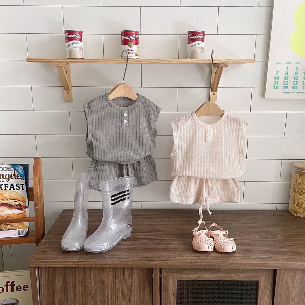 Bộ Quần Áo cotton Không Tay Thời Trang Mùa Hè Dành Cho Bé Trai Và Bé Gái