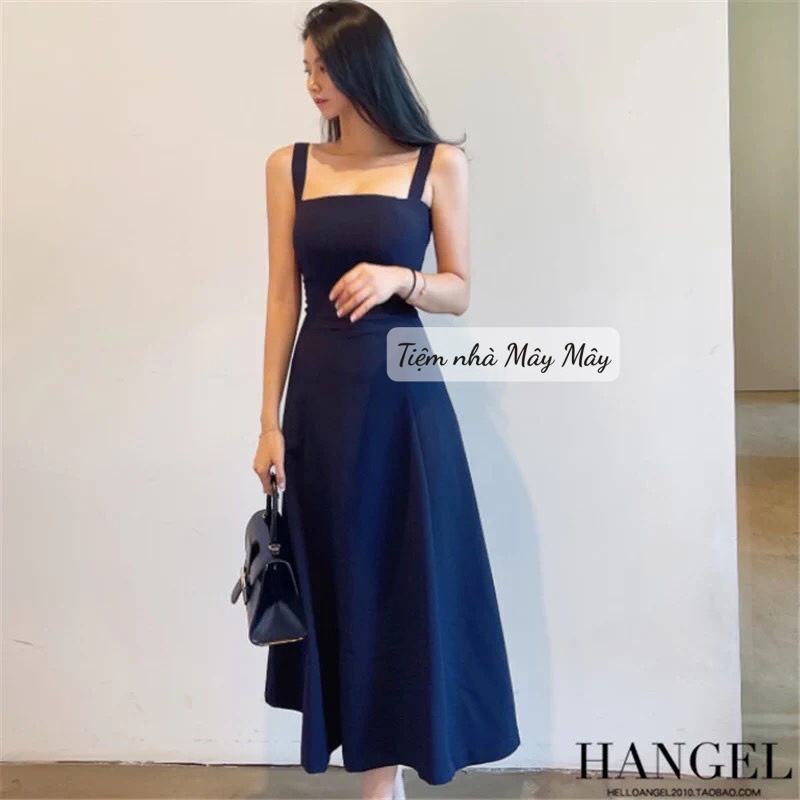 Đầm Nữ 2 Dây Bản To Cúp Ngực Chất Tuyết Mưa Có Độn Sang Chảnh, Váy Dự Tiệc Nữ Xanh Trắng V101