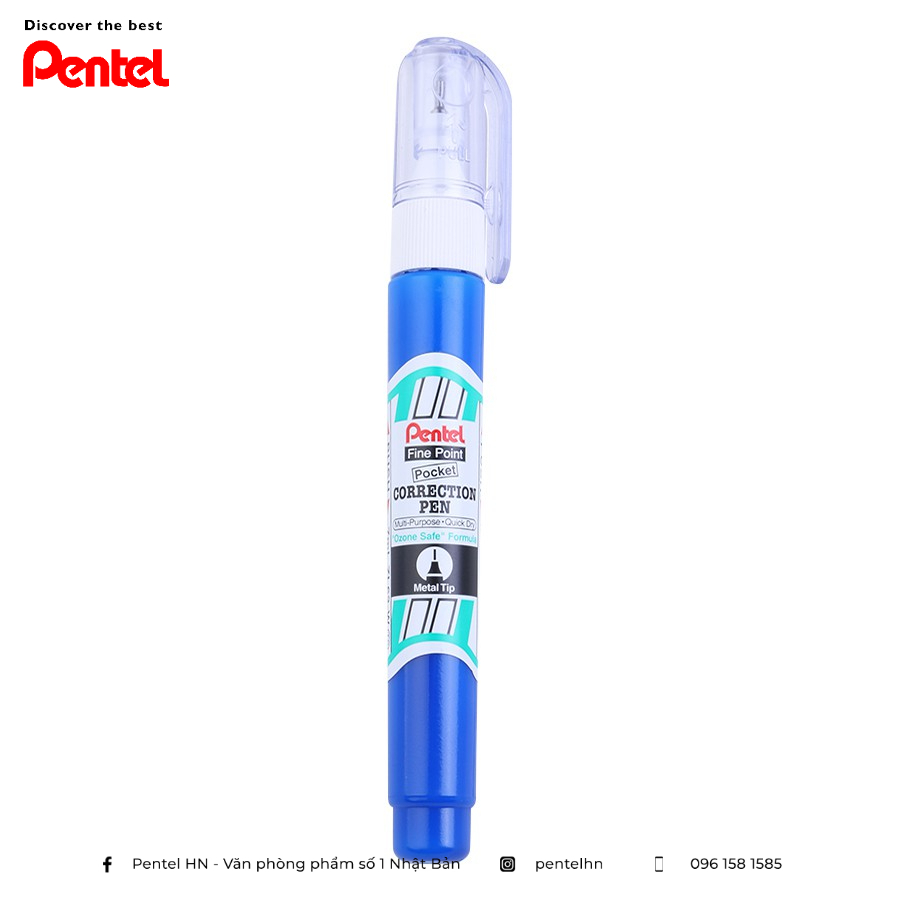 Bút Xóa Cao Cấp Đầu Nhỏ Thân Tròn Pentel ZL62-W | Mực Ra Đều, Nhanh Khô, Không Tắc, Không Vón Cục