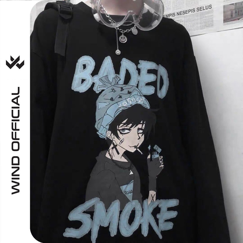 Áo thun tay dài WIND phông unisex form rộng SMOKE nam nữ sweater oversize ulzzang | BigBuy360 - bigbuy360.vn