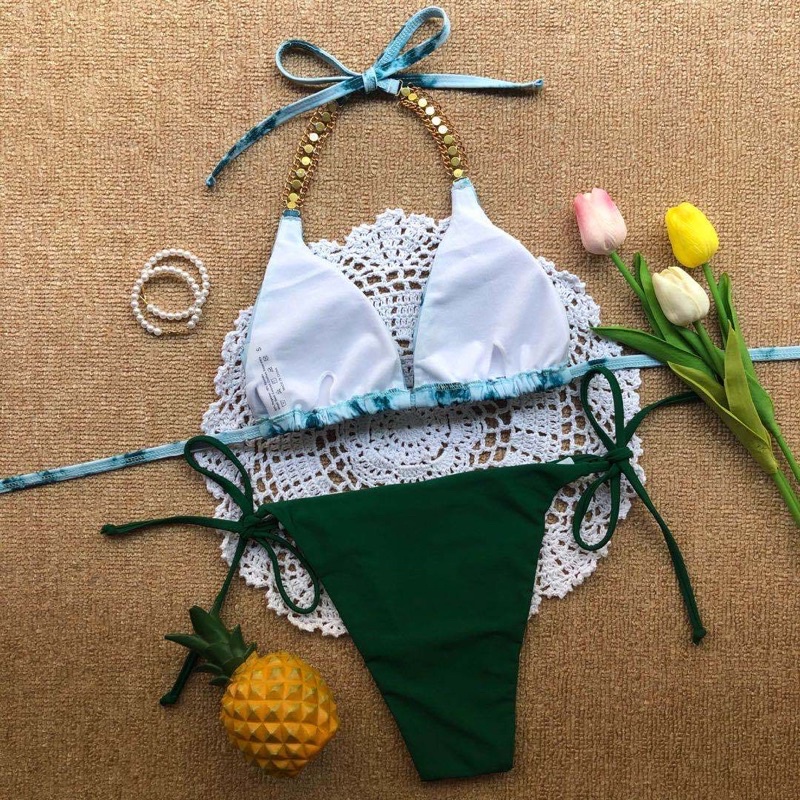 [BKN1084] &lt;ÂU&gt; SET BIKINI LOANG XANH MIX ĐÁ