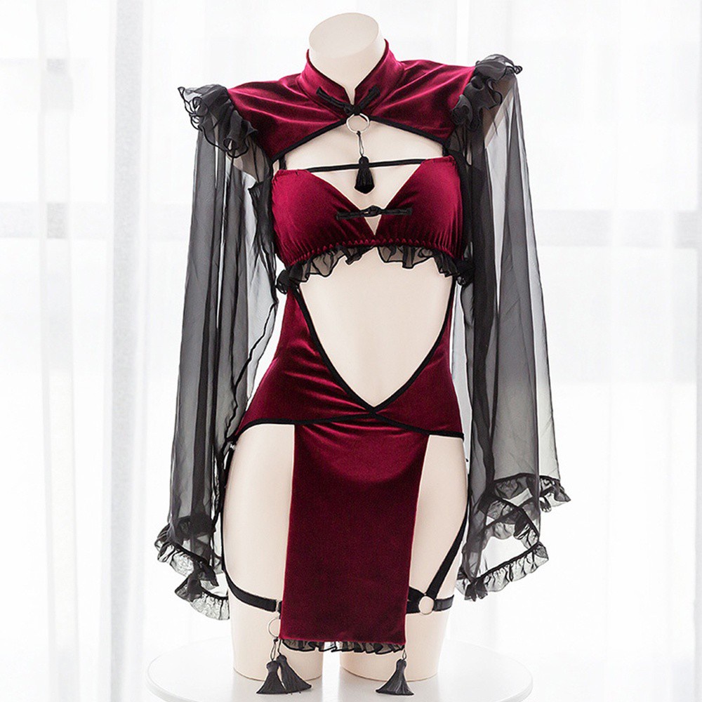 Bộ Đồ Ngủ Kiểu Sườn Xám Cổ Điển Bằng Lụa Quyến Rũ Cho Nữ