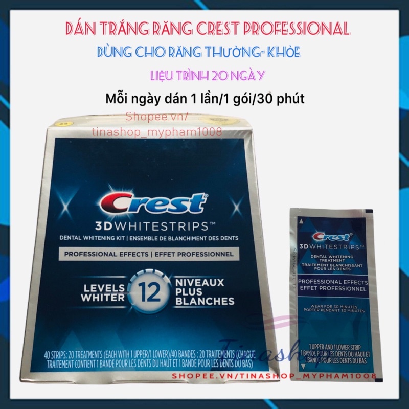 [ Full box ] 20 gói miếng dán trắng răng Crest 3D Professional Efects