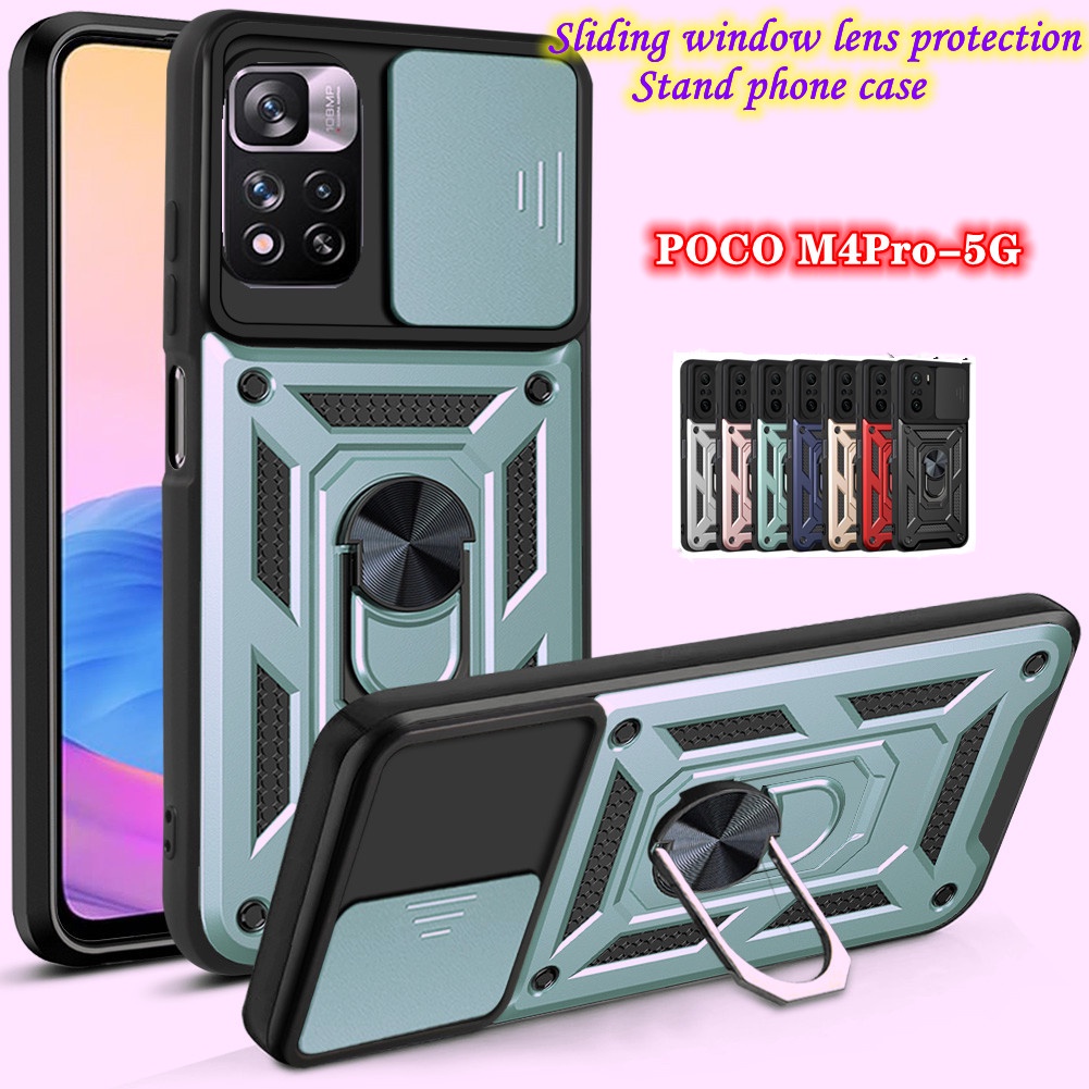 Ốp Điện Thoại Bảo Vệ Camera Kiểu Giáp Chống Sốc Có Khung Trượt Bảo Vệ Camera Cho Xiaomi POCO M4 Pro M4RPO 4G/5G