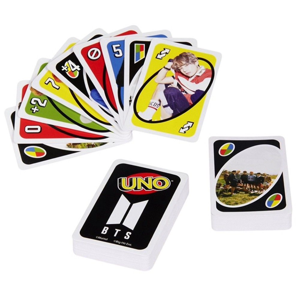 Bộ bài Uno BTS Classic, Wild, Skip Bo, Flip, Phase 10, DOS, thẻ bài BTS, Harry Porter,Super Mario - bìa cứng cao