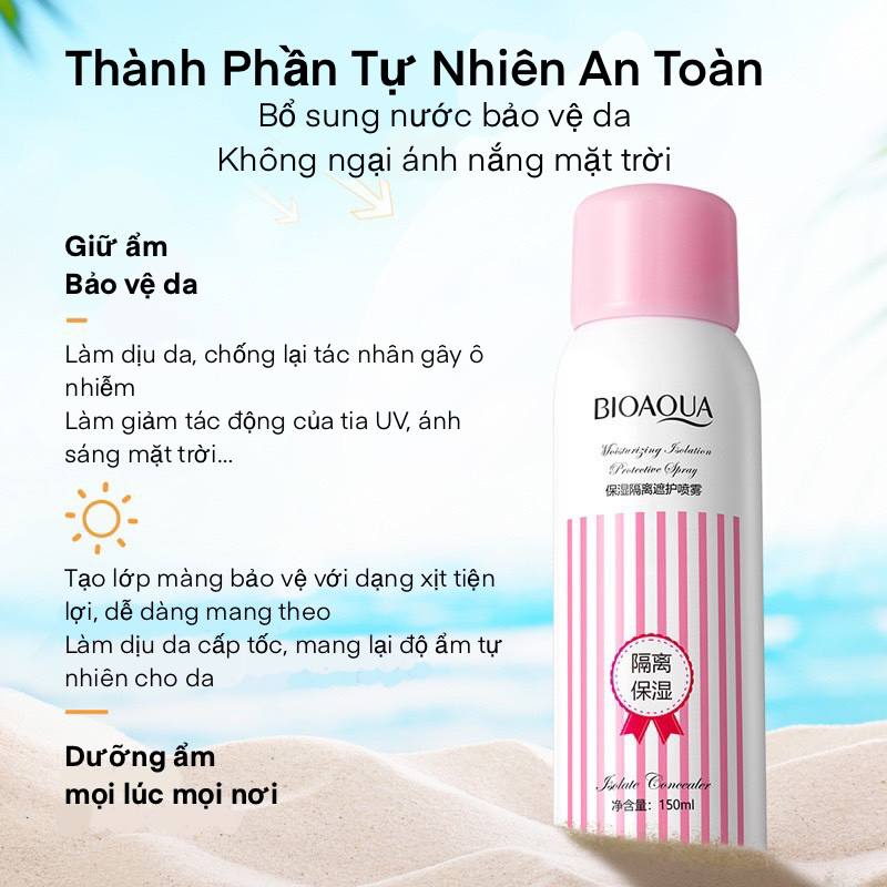 Kem chống nắng dạng xịt Bioaqua, Xịt chống nắng body nâng tone chống nước hiệu quả WINK