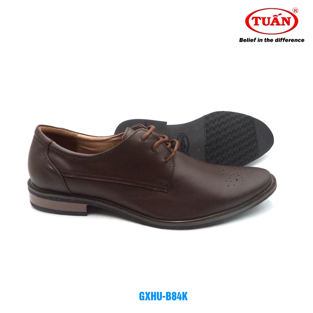 Giày nam da bò tự nhiên giày tây công sở buộc dây thương hiệu Tuấn GXHU-84K