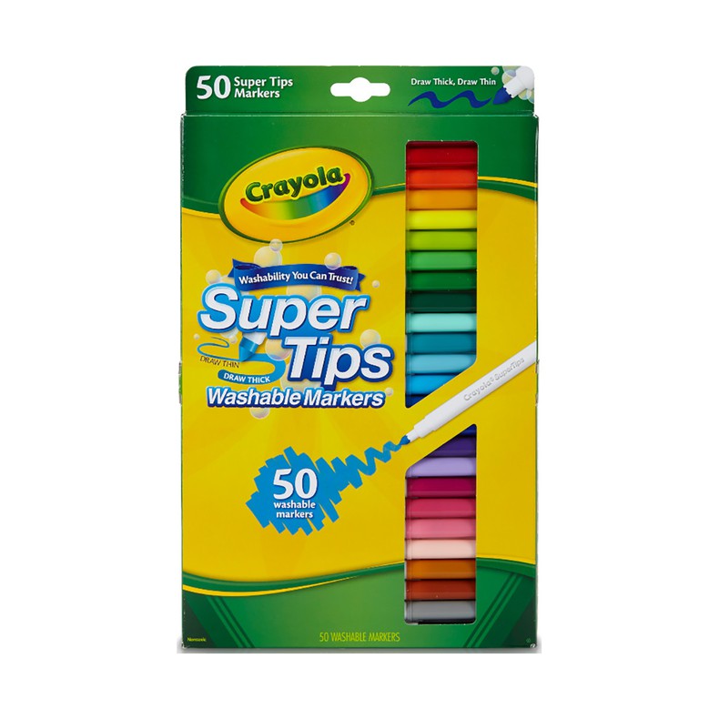 Bộ 50 cây Bút lông Dễ tẩy rửa Crayola Supertips, Nét thanh nét đậm - 585050